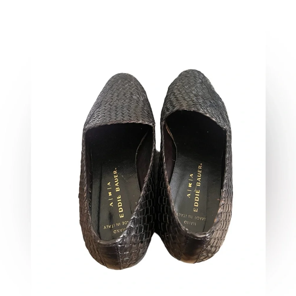 Eddie Bauer Vintage Black Woven Weave Loafers Made in Italy Size 8.5 - Picture 5 of 9